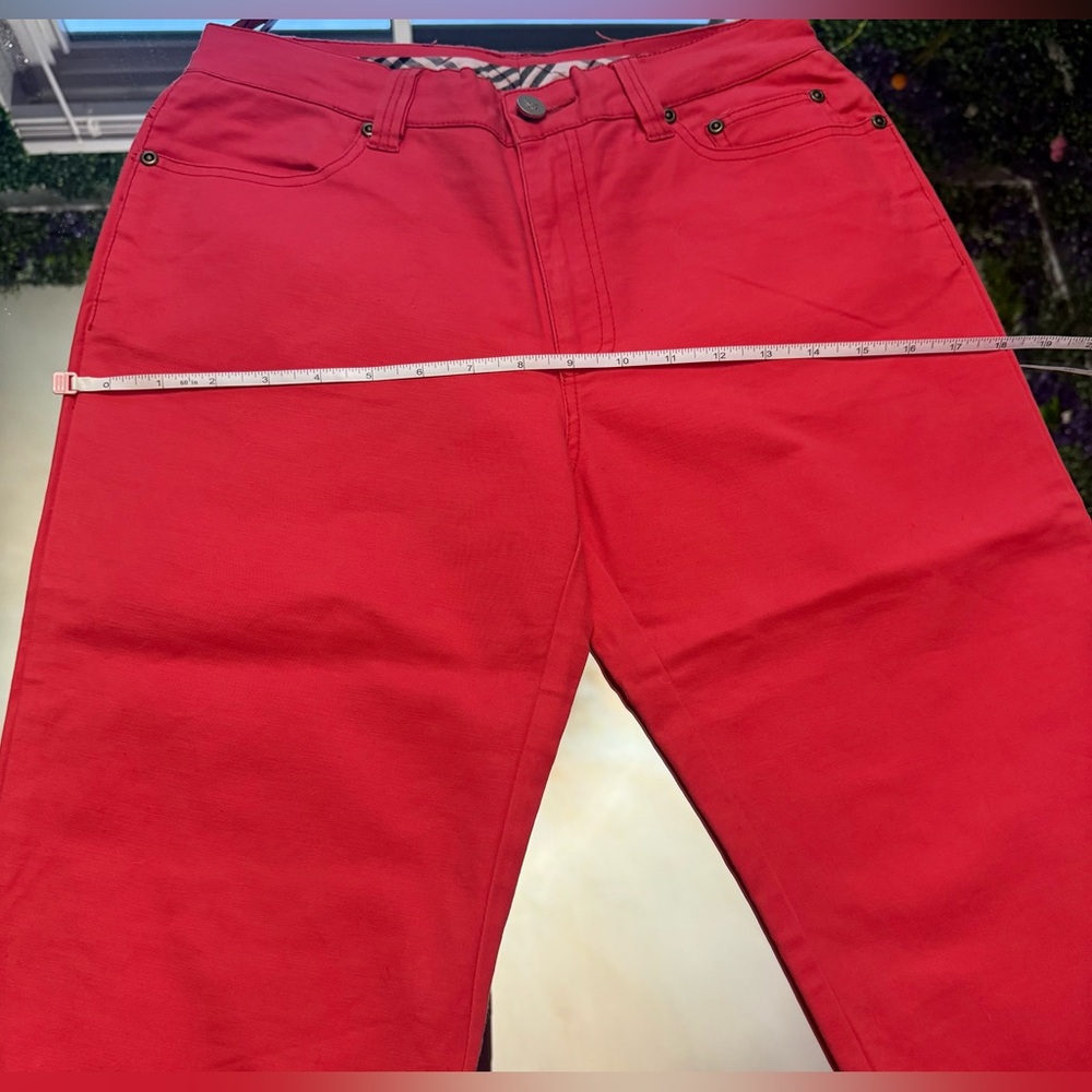 Burberry Red Pants with Signature Check Waistband - Picture 4 of 15